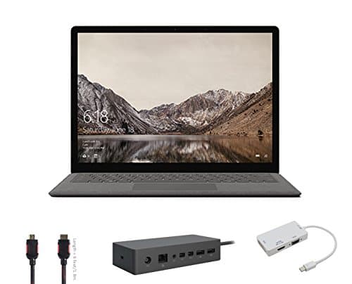 2017 Surface Laptop Bundle (4 Items): Surface Laptop Graphite Gold Core i5, 8GB, 256GB SSD, Surface Dock, Mini DisplayPort Adaptor and HDMI Cable