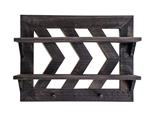 Rustic Wall Mounted Chevron Design Shelf By SoCal Buttercup –Large Wooden Organizer Storage Shelf –Ideal For Bathroom, Bedroom, Kitchen &Living Room –Available In Rustic Or White