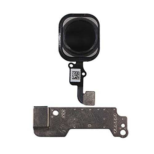 iPhone 6/6 Plus Home Buttons Replacement Touch ID Sensor Key Flex Cable Assembly With Rubber Ring Gasket And Metal Bracket (Black)