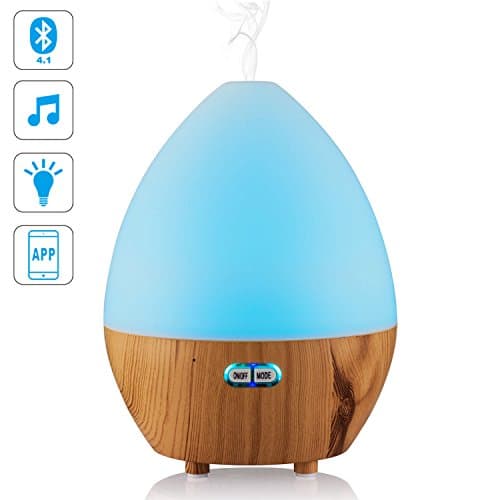 KUFUNG Aroma Essential Oils Diffuser Speaker, 450ML Cool Mist Ultrasonic Humidifier,Bluetooth Speaker with LED Atmosphere Lamp Changing, Auto Shut-off Function and App Control