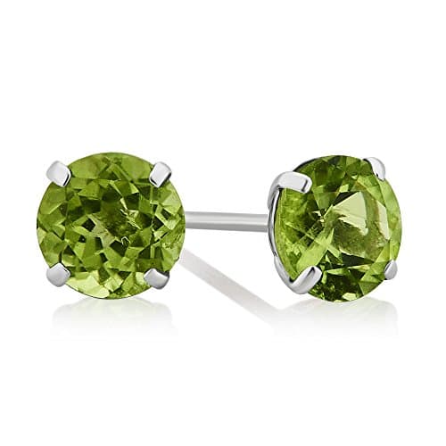 Genuine Peridot Stud Earring in 10K White Gold