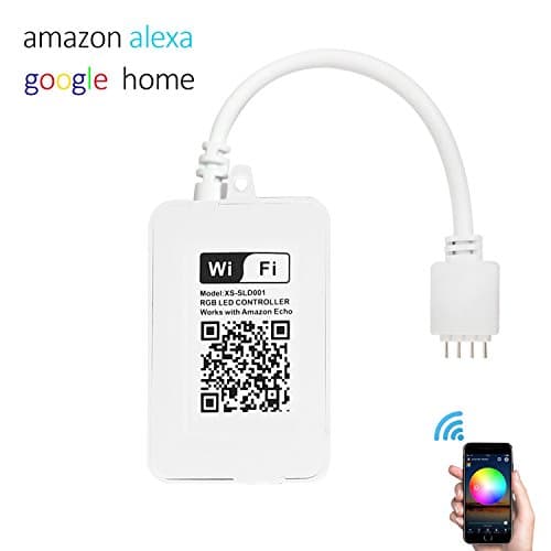 Smart Wifi RGB Led Light Strip Controller Compatible with Amazon Alexa Google Home, Multi Color Changing Dimmable from Smartphone App Remote Control