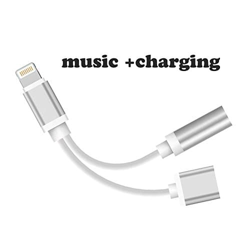 2 in 1 Lightning Adapter for iPhone 7, TOMOCO iPhone 7 Earphone Adapter and Charger for iPhone 7 / 7 plus 8 / 8 Plus (Silver)