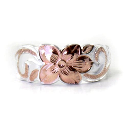 Hawaiian Sterling Silver With Flashed Rose Gold Scroll Toe Ring