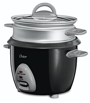 Oster - CKSTRCMS65 - 3 - Cup Uncooked resulting in 6 - Cup Cooked Rice Cooker with Steam Tray, Black .