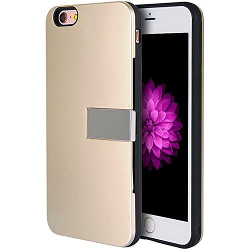 SLectionAccess Hybrid Card Holder Wallet Case for iPhone 6S Plus, 6 Plus - Retail Packaging - Gold