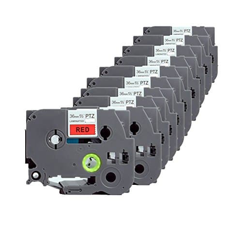 PUTY 10-Pack 36mm 3/2" Compatible Laminated Label Tape TZ TZe-461 TZe461 Black on Red Cartridge Cassette Ribbon for Brother P-Touch Printer Label Maker PT-P900 PT-9400 PT-P950NW 8m