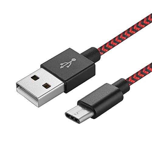 USB Type C Cable, PLUSMI USB C Cable 3Ft Nylon Braided Cord USB C Fast Charger for Macbook, Samsung Galaxy S9,Note 8,S8 Plus,LG V30 V20 G6 G5,Google Pixel,Nexus 6P 5X,Moto Z Z2(Black&Red)