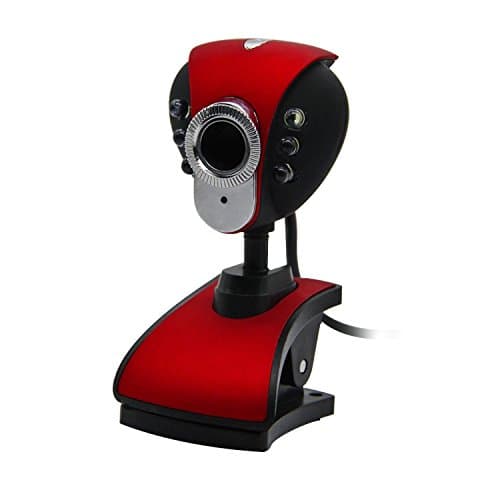Webcam - USB 2.0 HD Web Camera with Build-in Microphone Clip-on 360 Degree By Leocam (Red)