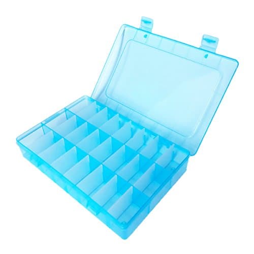 1pcs Organizer Jewelry Box Tool Storage Containers Plastic with Adjustable Dividers(24 Compartment) (Blue)