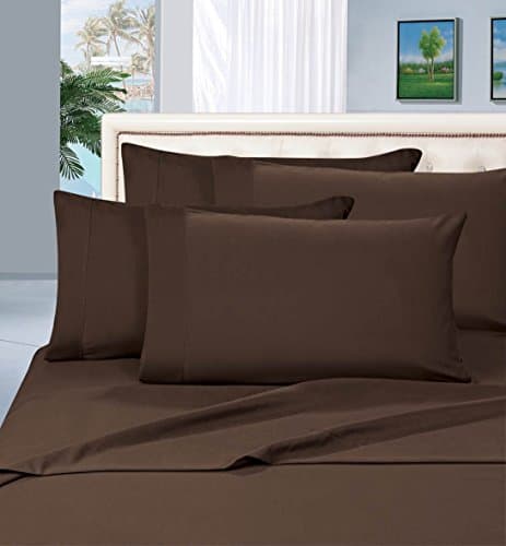 Luxurious Collections 100% Egyptian Cotton Mattress Sheet Set Solid Pattern 700 Thread Count 1 Piece Fitted Sheet & 2 Piece Pillow Cases(3 piece only) 15 inches Deep Pocket (King, Chocolate)
