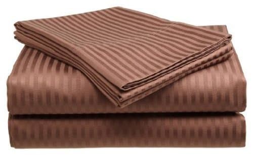 Comfort Linen 300 Thread Count Cotton Dobby Stripe Sheet Set- Assorted Colors/sizes, Twin - Coffee