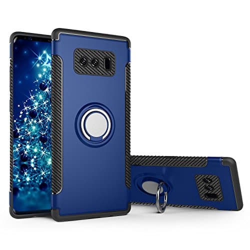 Note 8 Case,Galaxy Note 8 Case, BESTARLEDS Shockproof Hybrid Dual Layer Magnetic 360 Rotating Ring Grip Holder Stand Metal Patch Shock-Absorption Drop-Protection Case for Galaxy Note 8(6.3"), Blue