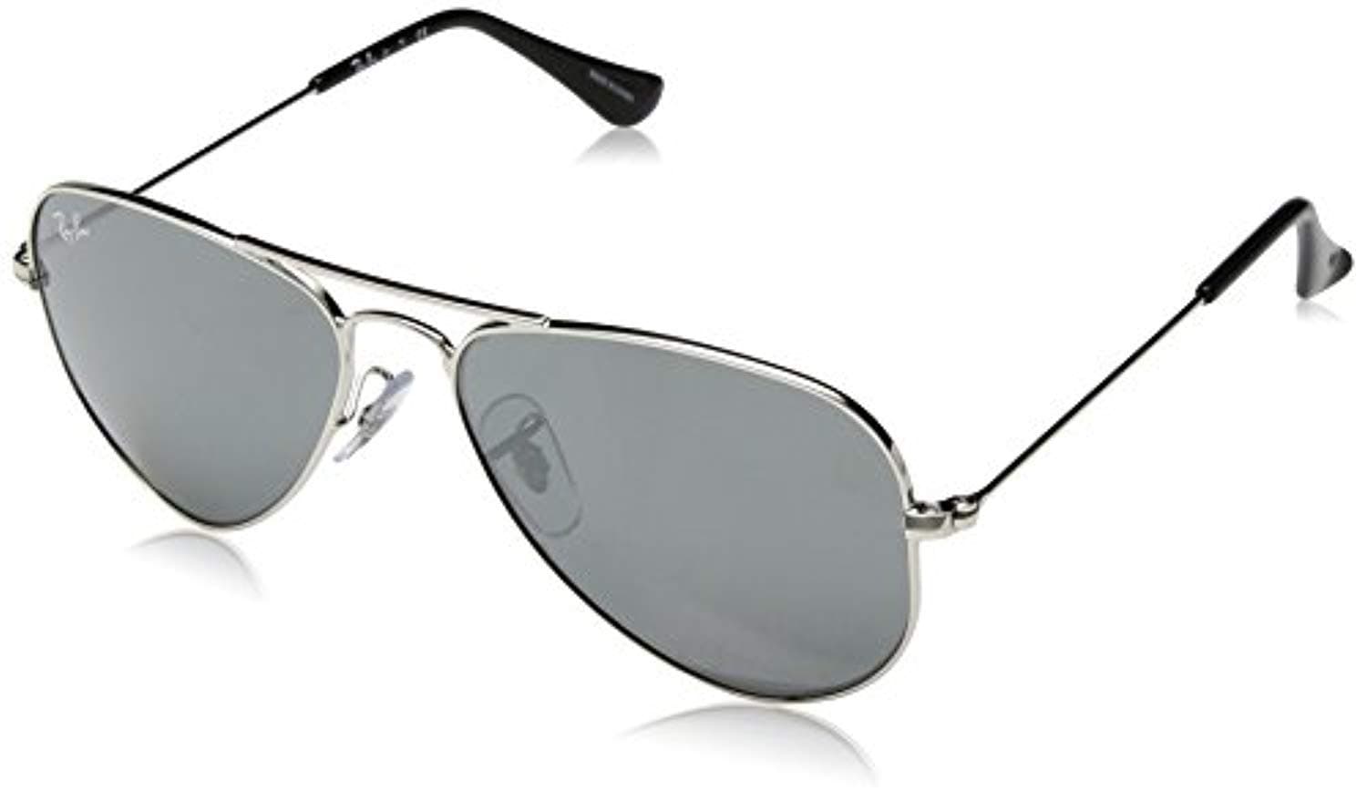 Bundle: Ray-Ban RJ9506S Junior Aviator Shiny Silver/Grey Silver Mirror 52mm