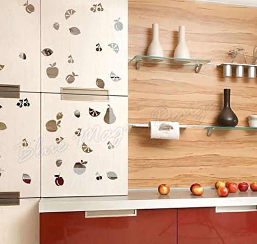 Blue Magic Design 50 Mixed Fruit Vinyl Sticker Kitchen Fridge Wall Window Car Decoration 1: 1 Scale -Chrome Colour