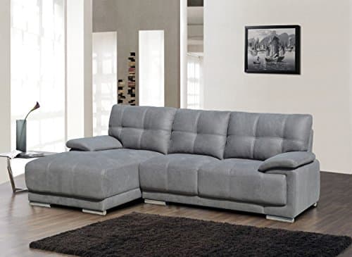 Container Direct Contemporary Fabric Embossed Lounge Sectional Sofa with Left-Facing Chaise, Gray