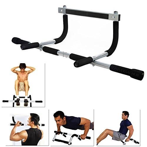 Ponix Home Gym Pull up Bars for Home | Push up bar | sit ups Equipment | dips Stands with Top Pulley Solid Fitness Gym Accessories (Color- Black)