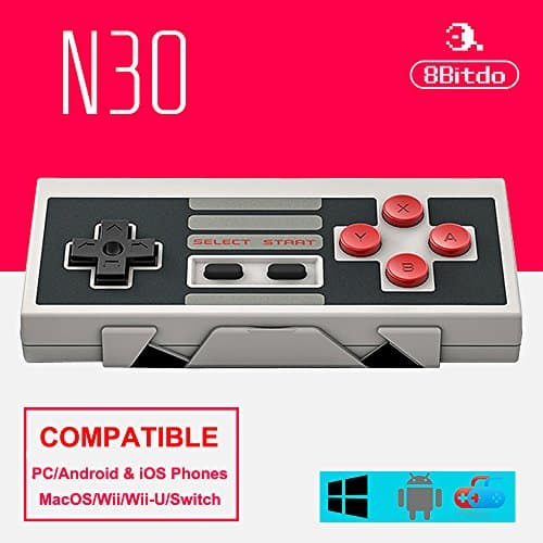 8Bitdo N30 Bluetooth Wireless Controller Classic NES Joystick Gamepad For Android/ iOS/ Windows/Mac OS/Switch (Black))