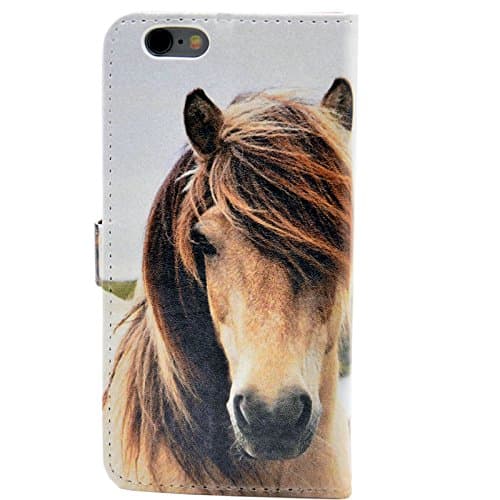 iphone 6S Case Dirty White Horse Pattern Leather Wallet Case Stand Cover with Cash Card Slots for Apple iphone 6 6S New Arrival - Cool as Great Gift