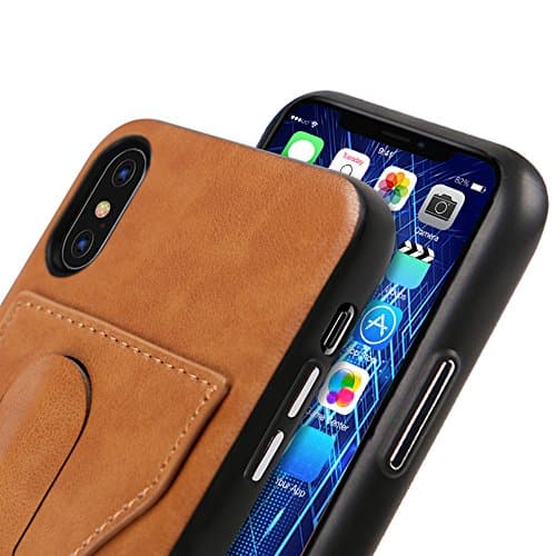 iPhone X Case Slim Fit PU Leather Wallet Design,Wireless Charging Compatible Protector with Kickstand and Card Holder, Lightweight Shockproof Protective Version