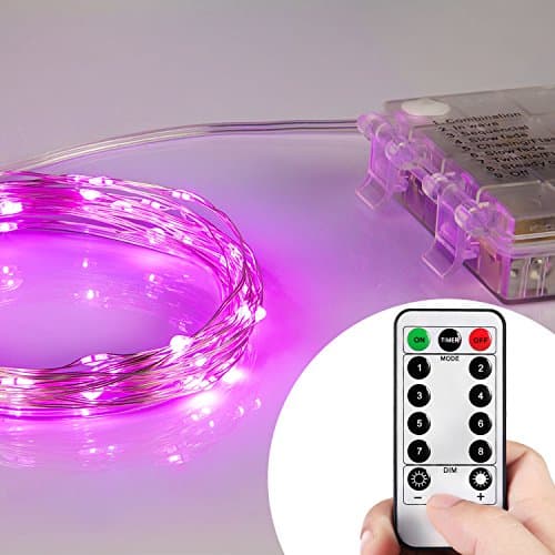 Homestarry LED String Lights,Battery Powered Pink String Lights With Remote,66Leds Indoor Decorative Silver Wire Lights for Bedroom ,Patio,Outdoor Garden,Stroller,Christmas Tree.(16ft)