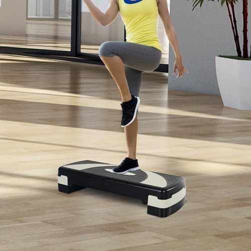 SUPO Aerobic Stepper Adjustable Aerobic Platform Stepper with Risers Step Aerobics Trainer Home Gym Exercise Fitness Stepper