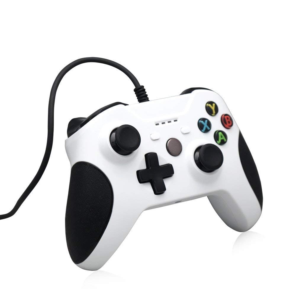 SAMEO Gaming Controller for PC Xbox One S & X, USB Wired Gamepad Gaming Controller for Laptop Computer (Windows XP/7/8/10) with Dual Vibration (White)