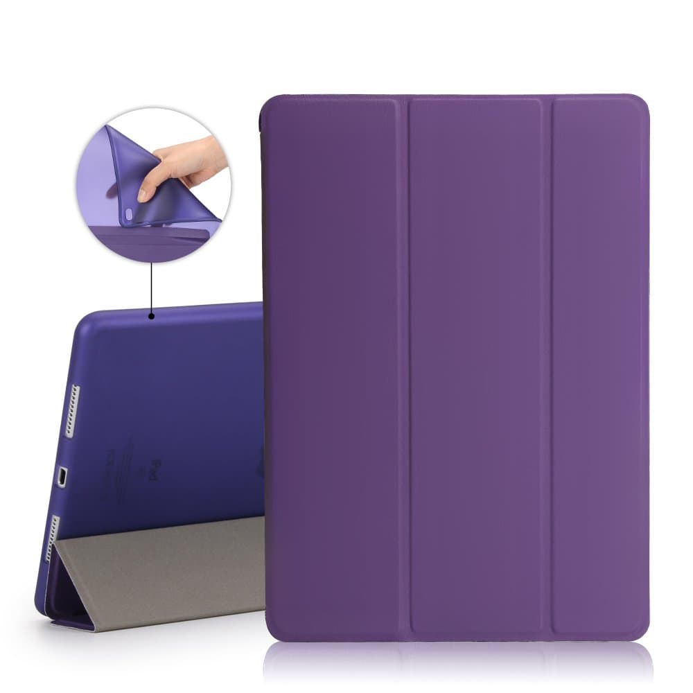 iPad Air 2 Case, iMucc Smart Case Cover + Matte Shell Soft TPU Back For Apple iPad Air 2 (iPad 6) 2014 Model Built-in Magnet Stand with Smart Cover Auto Wake/Sleep (Purple)