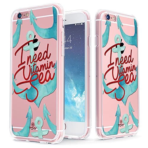 iPhone 6s Plus Case - True Color Clear-Shield I Need Vitamin Sea Quotes Collection Printed on Clear Back - Soft and Hard Thin Shock Absorbing Dustproof Full Protection Bumper Cover