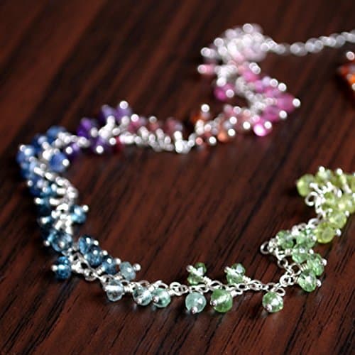 Gemstone Rainbow Necklace in Sterling Silver