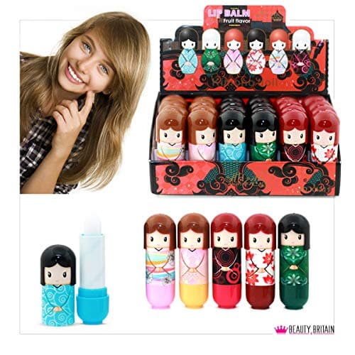 24 x Lip Balm Doll Shaped 6 Different Case Designs Display Box 2.6g Wholesale Price