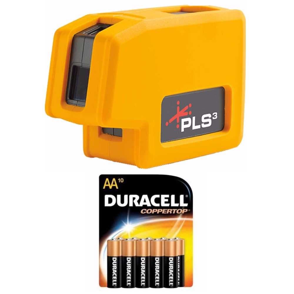 Pacific Laser Systems PLS 3 Red Tool With 10 Pack Duracell AA Batteries