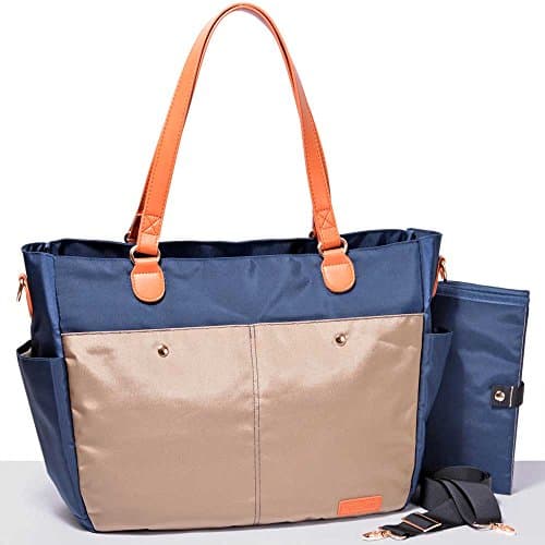 Gadikat Diaper Bag - XL Devon Collection New England Blue, Complementary Changing Pad Included