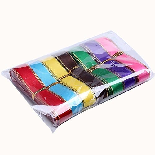 1-1/2 inch ×40 Yd a roll gold edge Border satin ribbon for gift wrapping (029#white)