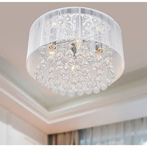 The Lighting Store Flushmount 4-light Chrome and White Crystal Chandelier