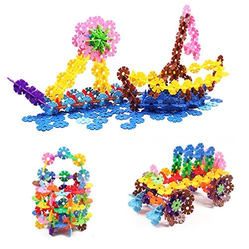 STEM 500 Pieces Kids Building Blocks Educational Brain Development Set|Plastic Discs Snow FlakesToys for Preschool Boys and Girls(with Storage Bag)