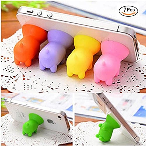 7 Pack Universal Cute Mini Pig Shaped Silicone Rubber Cuction Cup Smart Phone Cellphone Stand Holder Mount for iPhone 7 6 6 plus 5C 5S 4S iPad Air Mini Tablet Samsung Galaxy S7 HTC one M8 M7 LG