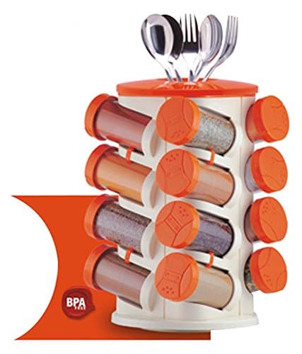 Trueware Plastic Spice Jar Set, 17-Pieces, Orange