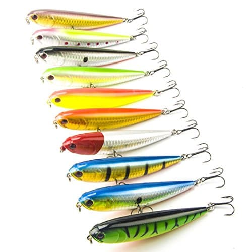 Fish Lures, Napoo 5pc Hard Bait Strap Wobble Slow Floating Dock ABS Model Fishing lure Freshwater /Saltwater Tackle Hooks