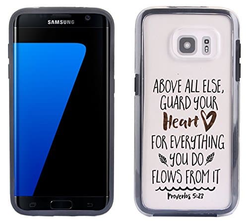 Galaxy S7 Edge Case- Proverbs 5 23 Guard Your Heart Bible Verse Christian Quote Clear transparent designer hybrid case cover with drop protection-Unique Designer Trendy Case for girls unisex women
