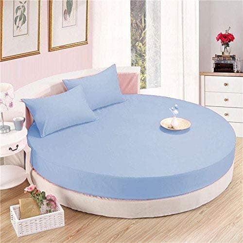 LuxuriousSheets 1800 Series Brushed Microfiber 96" Diameter Round Bed Sheet Set Solid Light Blue - Wrinkle & Fade Resistant