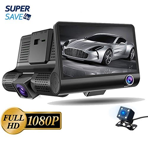 3 Lens Car Dash Cam Front/Inside/Rear 4" Screen 1080FHD Uber/Taxi Prefer 170 Wide Angle/G-sensor/Motion Detection/Parking Monitoring