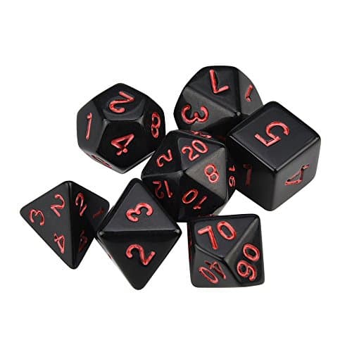 Trpg Dice,Game Dungeons & Dragons Multisided Dice Set,Multicolor Polyhedral D4-D20 Dices 7pcs (red)