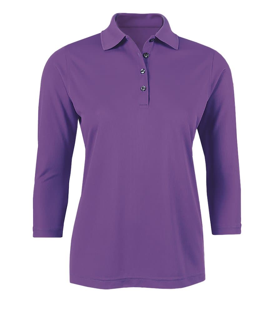 Clothes Warehouse Women's Microfiber Polyester 3/4 Sleeve Polo