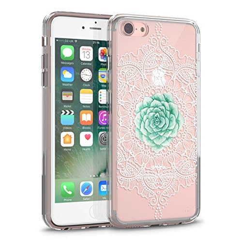iPhone 7 Case, iPhone 8 Clear Case, CASESOCIETY Succulent Pattern Design Clear Transparent TPU Soft Case Rubber Silicone Skin Cover for iPhone 7 and 8 (4.7 Inch)