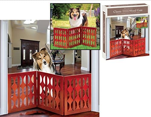 Indoor/Outdoor Classic Style Solid Wood 3 Section Pet Gate