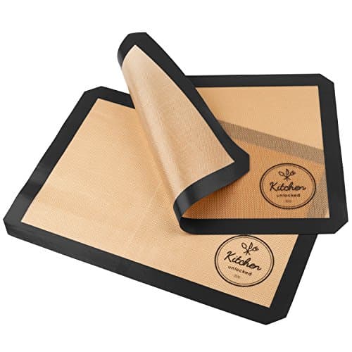 Nonstick Baking Mat Silicone Liner for Rolling and Baking Pans (Bread/Macaroon/Cookie/Cupcake) - Set of 2 (16.5 by 11.6 inches)