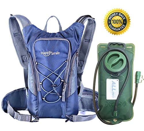 Hydration Pack with 2L Backpack hydration Bladder From HappySmile, Great Waterproof Cycling Hiking Climbing Hydration Backpack for Man Woman Kids (navy-blue)