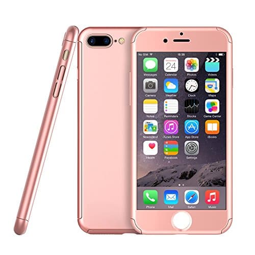 iphone 7 Plus Case,Full Coverage 3D Protection Case, Ultra Thin Hybrid Case Cover with Tempered Glass Screen Protector for iphone 7 Plus (5.5 inch) Egrace (Rose-Gold)