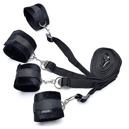 UWIME Under the Bed Restraints Straps Adjustable Soft and Comfortable Cuffs for Legs, Ankles and Wrists - Fits Any Size Mattress